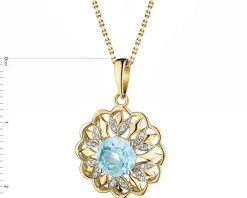 New Apart Zawieszka z żółtego złota z diamentami i topazem Sky Blue - próba 585
