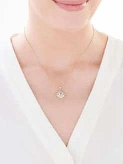 New Apart Zawieszka z żółtego złota z diamentami i topazem Sky Blue - próba 585