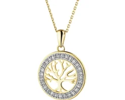 Clearance Apart Zawieszka z żółtego złota z diamentami - drzewko - 0,10 ct - próba 585