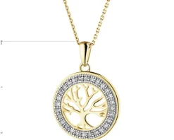 Clearance Apart Zawieszka z żółtego złota z diamentami - drzewko - 0,10 ct - próba 585