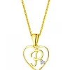 New Apart Zawieszka z żółtego złota z diamentem - litera P, serce - 0,005 ct - próba 585