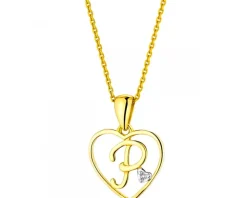 New Apart Zawieszka z żółtego złota z diamentem - litera P, serce - 0,005 ct - próba 585