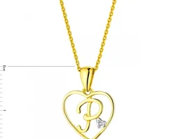 New Apart Zawieszka z żółtego złota z diamentem - litera P, serce - 0,005 ct - próba 585