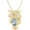 Best Apart Zawieszka z żółtego złota z diamentami i topazem London Blue - sowa - próba 375