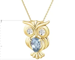 Best Apart Zawieszka z żółtego złota z diamentami i topazem London Blue - sowa - próba 375