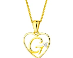 Apart Zawieszka z żółtego złota z diamentem - litera G, serce - 0,005 ct - próba 375< Wszystkie