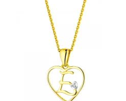 Apart Zawieszka z żółtego złota z diamentem - litera E, serce - 0,005 ct - próba 375