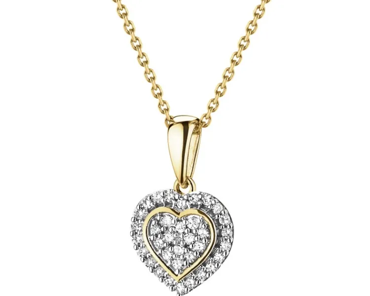Sale Apart Zawieszka z żółtego złota z diamentami - serce - 0,09 ct - próba 585