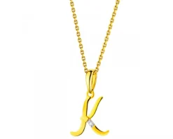 Discount Apart Zawieszka z żółtego złota z diamentem - litera K - 0,004 ct - próba 585