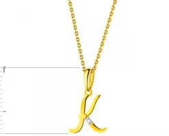 Discount Apart Zawieszka z żółtego złota z diamentem - litera K - 0,004 ct - próba 585