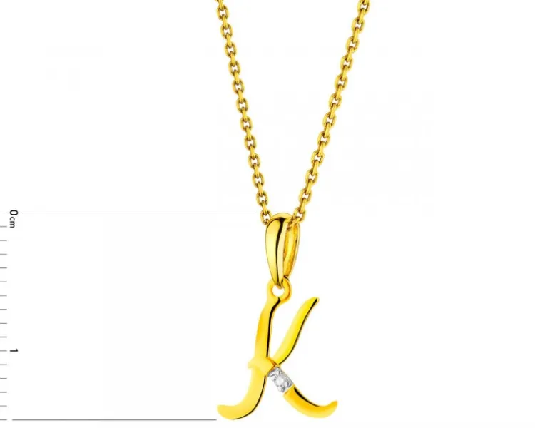 Discount Apart Zawieszka z żółtego złota z diamentem - litera K - 0,004 ct - próba 585