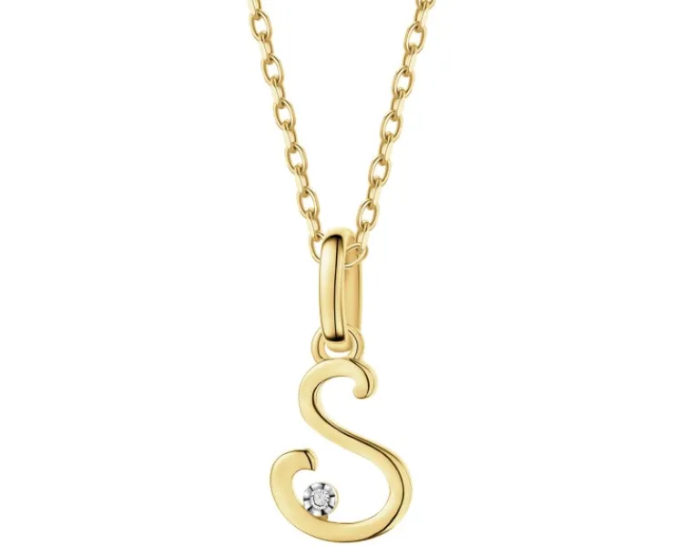 Apart Zawieszka z żółtego złota z diamentem - litera S - 0,003 ct - próba 375< Wszystkie