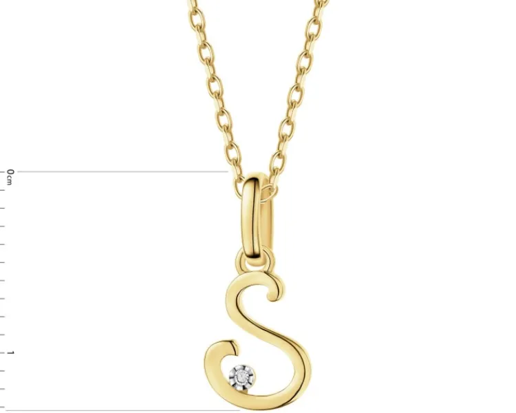 Apart Zawieszka z żółtego złota z diamentem - litera S - 0,003 ct - próba 375< Wszystkie