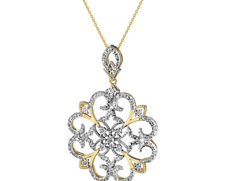 Apart Zawieszka z żółtego złota z diamentami - rozeta - 0,20 ct - próba 585< Zawieszki
