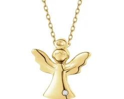 Discount Apart Zawieszka z żółtego złota z diamentem - aniołek - 0,002 ct - próba 375