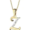 Clearance Apart Zawieszka z żółtego złota z diamentem - litera Z - 0,003 ct - próba 375