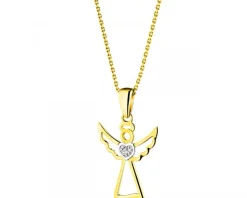 Sale Apart Zawieszka z żółtego złota z diamentem - aniołek, serce - 0,003 ct - próba 375