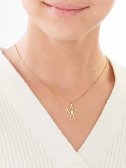 Sale Apart Zawieszka z żółtego złota z diamentem - aniołek, serce - 0,003 ct - próba 375