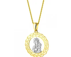 Apart Zawieszka z żółtego złota z diamentem - medalik Matka Boska Częstochowska - 0,003 ct - próba 375< Zawieszki