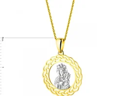 Apart Zawieszka z żółtego złota z diamentem - medalik Matka Boska Częstochowska - 0,003 ct - próba 375< Zawieszki