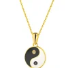 Clearance Apart Zawieszka z żółtego złota z diamentami i emalią - yin yang - 0,01 ct - próba 375