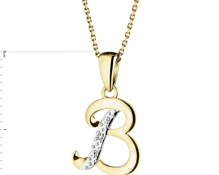 Apart Zawieszka z żółtego złota z diamentem - litera B - 0,003 ct - próba 375< Zawieszki