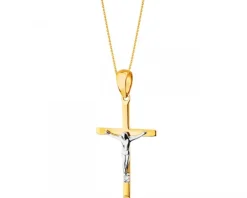 Apart Zawieszka z żółtego złota z diamentem - krzyż - 0,005 ct - próba 375< Zawieszki
