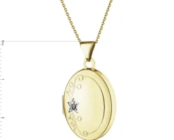 Discount Apart Zawieszka z żółtego złota z diamentem - puzderko - 0,01 ct - próba 585