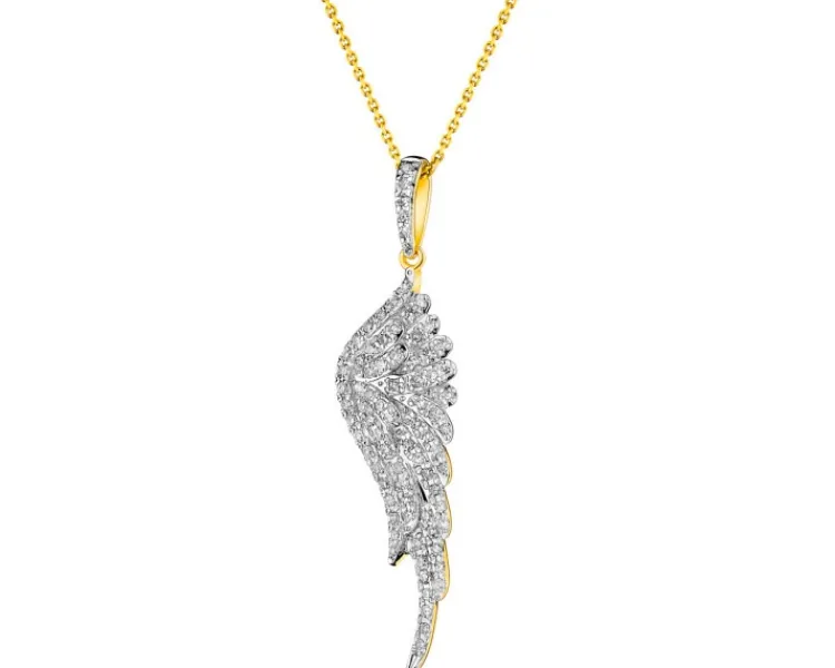 Apart Zawieszka z żółtego złota z diamentami - skrzydło - 0,19 ct - próba 585< Zawieszki