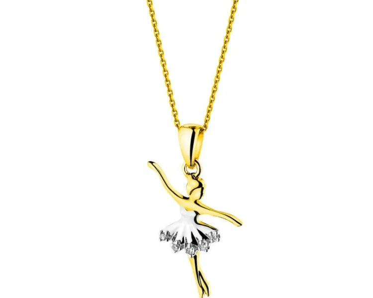 Outlet Apart Zawieszka z żółtego złota z diamentami – baletnica - 0,01 ct - próba 375