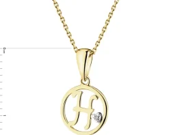 Discount Apart Zawieszka z żółtego złota z diamentem - litera H - 0,003 ct - próba 585