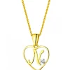 Discount Apart Zawieszka z żółtego złota z diamentem - litera N, serce - 0,005 ct - próba 375