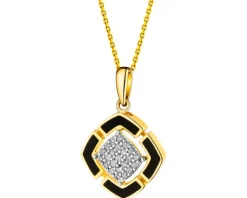 Clearance Apart Zawieszka z żółtego złota z diamentami i emalią - 0,08 ct - próba 585