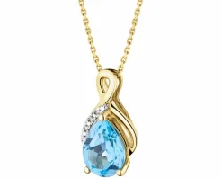 Discount Apart Zawieszka z żółtego złota z diamentami i topazem - próba 375
