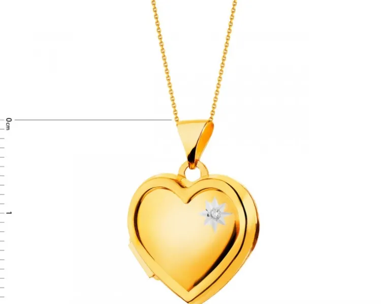 Online Apart Zawieszka z żółtego złota z diamentem - puzderko - serce - 0,005 ct - próba 375