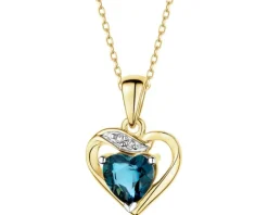 New Apart Zawieszka z żółtego złota z diamentami i topazem London Blue - serce - próba 375