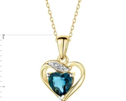 New Apart Zawieszka z żółtego złota z diamentami i topazem London Blue - serce - próba 375