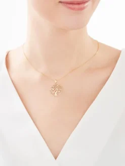 Online Apart Zawieszka z żółtego złota z diamentami - drzewko - 0,01 ct - próba 375