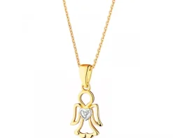 Apart Zawieszka z żółtego złota z diamentem - aniołek, serce - 0,004 ct - próba 375< Zawieszki