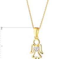 Apart Zawieszka z żółtego złota z diamentem - aniołek, serce - 0,004 ct - próba 375< Zawieszki