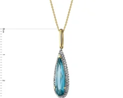 Sale Apart Zawieszka z żółtego złota z diamentami i topazem London Blue - próba 585