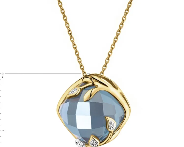 Outlet Apart Zawieszka z żółtego złota z diamentami i topazem London Blue - próba 585