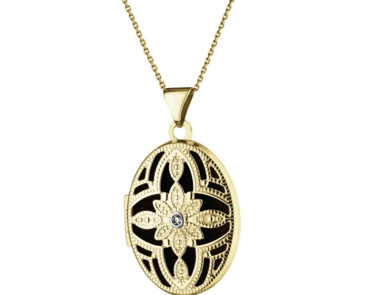 Apart Zawieszka z żółtego złota z diamentem - puzderko - 0,005 ct - próba 585< Zawieszki