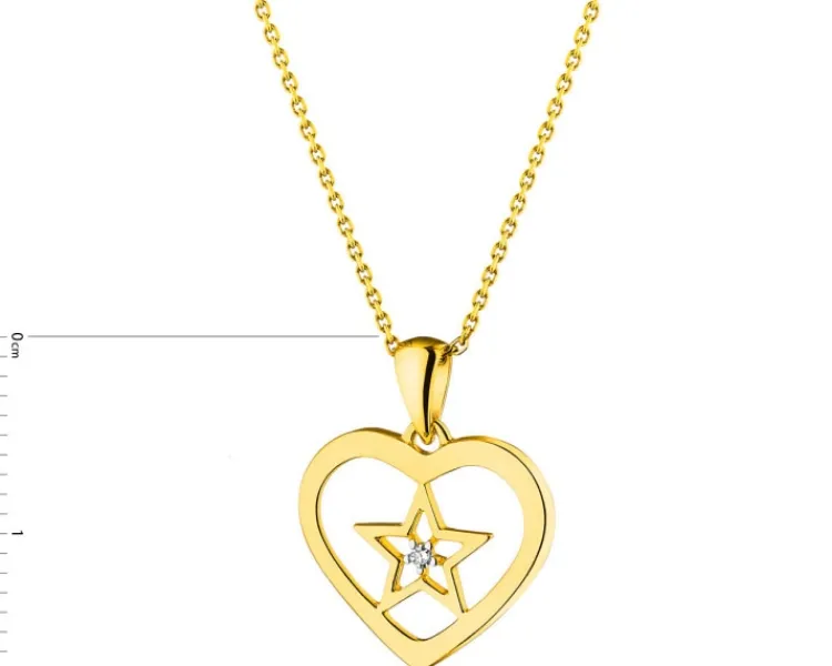 Apart Zawieszka z żółtego złota z diamentem - serce, gwiazda - 0,006 ct - próba 375< Zawieszki