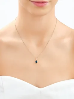 Apart Zawieszka z żółtego złota z diamentami i topazem London Blue - próba 585