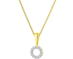 Discount Apart Zawieszka z żółtego złota z diamentami - koło - 0,02 ct - próba 375