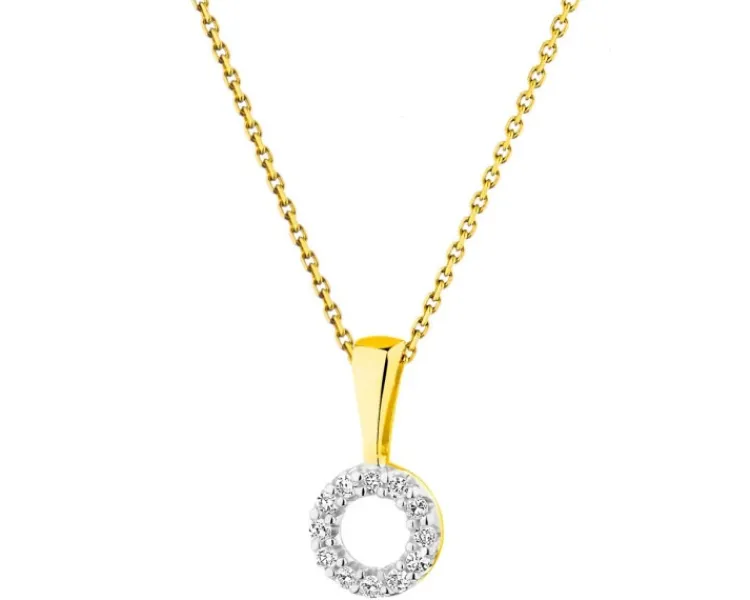 Discount Apart Zawieszka z żółtego złota z diamentami - koło - 0,02 ct - próba 375