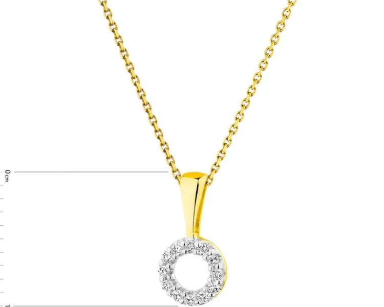 Discount Apart Zawieszka z żółtego złota z diamentami - koło - 0,02 ct - próba 375