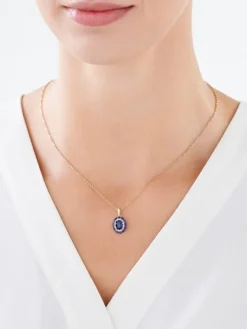 Clearance Apart Zawieszka z żółtego złota z diamentami i szafirami syntetycznymi - próba 585