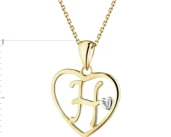Sale Apart Zawieszka z żółtego złota z diamentem - litera H, serce - 0,005 ct - próba 585